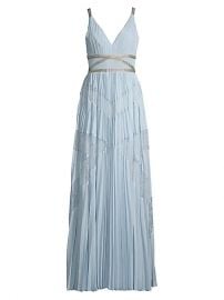 Lace Pleated Georgette A-Line Dress by Bcbgmaxazria at Saks Fifth Avenue